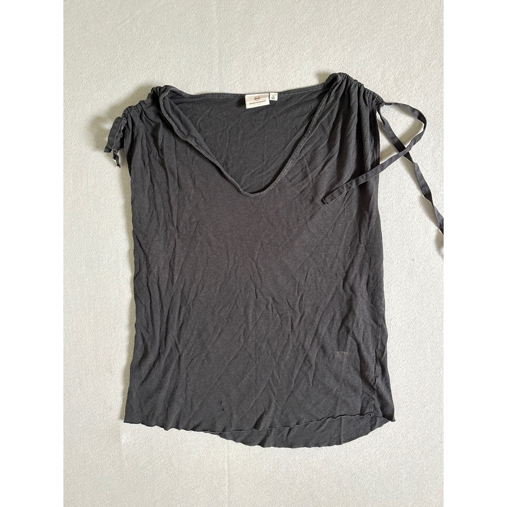 AG Adriano Goldschmied Gray V-Neck‎ Sleeveless Drawstring Shoulder Top Medium